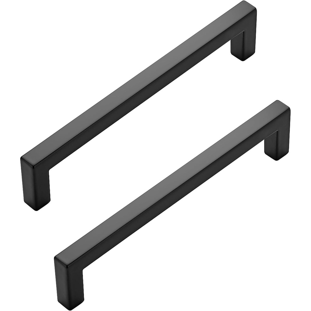 JOY DECOR 10 Pack Solid 5 Inch Kitchen Cabinet Handles Square Matte Black Cabine